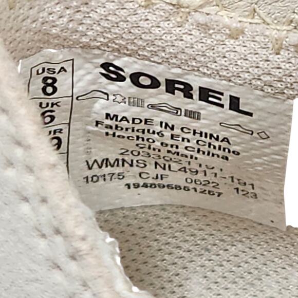 SOREL WOMEN WHITE LEATHER SLIP ON WEDGE BOOT US 8 CLASSIC DRESSY NEUTRAL COMFORT - Picture 7 of 7